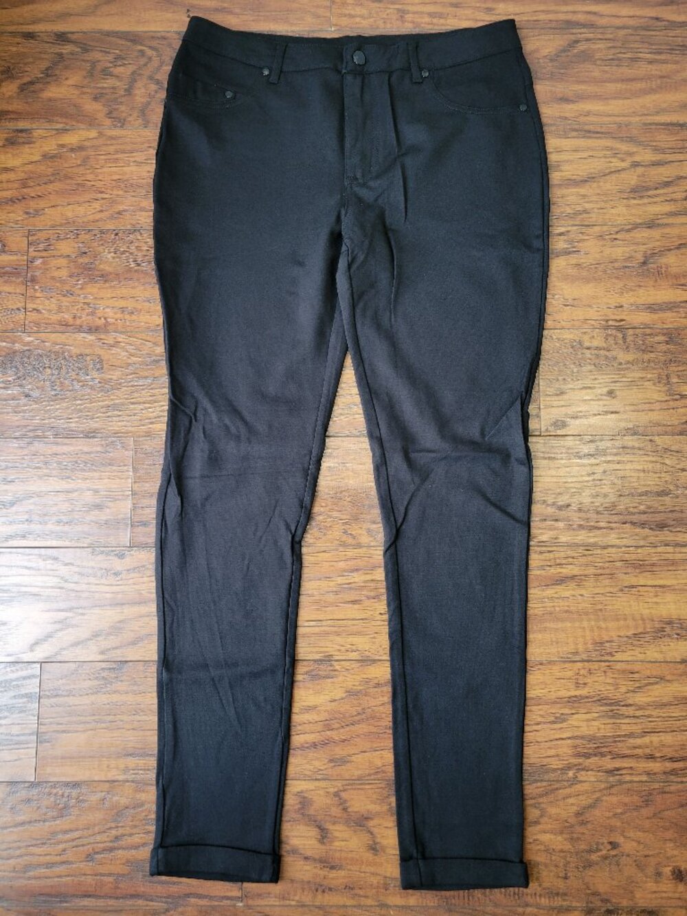 UK2LA Black Cuffed Hem High Stretch Skinny Leg Pants sz XL EUC Office Casual
